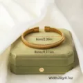 Titanium steel spring cuff bracelet, golden mesh bangle with 6cm diameter, stylish jewelry. - Gold 5