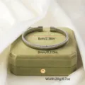 Stainless steel elastic open cuff bracelet, elegant minimalist titanium bangle for women. - Silver No.5