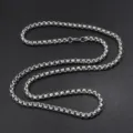 Detailed close-up shot of the stainless steel chain necklace with polished silver links. - Chain Only (Ball Chain/Without Pendant) / Silver