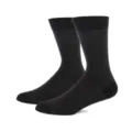 Detailed view of men's striped dress socks in black and grey, featuring reinforced black toes. - L / Ultra-fine Stripes