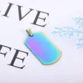 Stainless steel rainbow dog tag pendant for men hip-hop necklace jewelry detail view. - Pendant Only (Without Chain) / Colorful