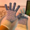 Winter touch screen gloves, knitted jacquard warm couple gloves for cold weather daily wear. - Blue