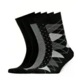 Mens business crew socks multipack solid black striped argyle cotton dress socks for men - One Size / Black Argyle Striped Combo