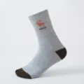 Men's thick thermal loop knit winter sock detail shot showcasing grey fleece design features. - One Size / Pale Gray
