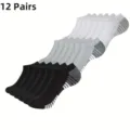 12 Pairs Low Cut Sports Socks Breathable Summer Ankle Socks Cotton Athletic Socks for Men Women - One Size / Multicolor