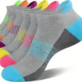 Men breathable mesh sports running socks detail, colorful athletic short socks for summer workout. - One Size / Grey Set