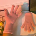 Guanti invernali rosa in maglia da donna, guanti lunghi caldi touchscreen alla moda - Rosa