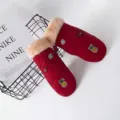 Χειμερινά ζεστά πλούσια γάντια για γυναίκες χαριτωμένα κεντημένα κόκκινα γάντια για το κρύο - Ένα μέγεθος / DIY μπορντό