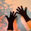 Donne inverno calde guanti in maglia nera touchscreen lunghi guanti senza dita in lana - Nero