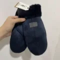 Women's Winter Warm Fleece Lined Thickened Cute Mittens Anti-Cold Solid Color Outdoor Cycling Gloves - One Size / Branded Navy Blue