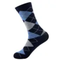 Men dress argyle pattern crew sock close up detail, breathable knit fabric casual wear - One Size / Argyle