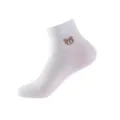 Cute mesh cotton socks for women, breathable summer short socks with lovely bear embroidery. - One Size / White