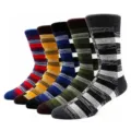 Men's retro striped crew socks plus size cotton long sports socks casual fashion colorful - L / Black Multicolor