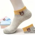 Femmes mignon ours résille chaussettes de cheville été respirant courtes présentation - Taille unique / Gris