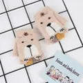 Cute knit half finger flip gloves for kids warm winter bear design soft children gloves - Khaki