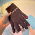 Σκουro γκρι πλεκτά γάντια με γάτα touch screen για γυναίκες χειμώνα ζεστά και κομψά - Μαύρο