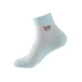 Women summer thin mesh breathable short socks light blue cute bear embroidery daily wear style - One Size / Fresh Green