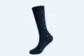 Men's navy dress socks detail, small white woven pattern, soft comfortable cotton fabric. - L / Navy Stars