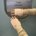 Knit arm warmers fuzzy half finger gloves winter slouchy sleeves cute style pink beige - Khaki