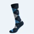 Men's argyle dress socks long crew tube socks patterned fashion business casual hosiery - L / Navy Argyle