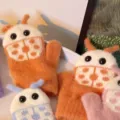 Kids winter warm cute beetle plush mittens boys girls thick knit gloves cold-proof outdoor wear - One Size / Orange