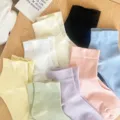 Colorful solid color mid tube women socks, breathable casual spring summer socks set. - One Size / Multicolor