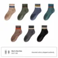 Men striped mid-calf socks casual cotton breathable sports socks multi-color set - One Size / Multicolor