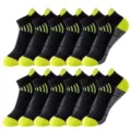 Atmungsaktive Sportsocken für Damen und Herren in Schwarz mit neon grünen Akzenten. - Einheitsgröße / Schwarz und Fluoreszierendes Grün