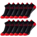 Detailansicht von atmungsaktiven Baumwoll-Sportsocken für Damen und Herren zum Laufen. - Einheitsgröße / Schwarz Rot