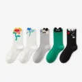 Ensemble de chaussettes 3D dessin animé pour femmes, coton respirant, style japonais mignon. - Taille unique / Multicolore