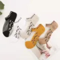 Summer thin leopard print crystal socks women low cut boat socks breathable cute short socks - One Size / Multicolor