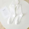 White mid-tube socks casual solid color summer thin slouch socks for women daily wear - One Size / White