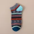 Chaussettes de bateau en coton rétro ethnique homme printemps été respirantes confort - Taille unique / Chaussettes à pointe bleu foncé