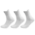 White athletic sports crew socks for men running fitness breathable mesh cushioned sole main - White