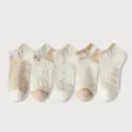 Women breathable short socks set spring summer cotton cute cartoon low cut boat socks - One Size / Multicolor