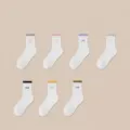 Women's Casual Cotton Mid-Tube Socks with Colorful Ribbed Cuffs Breathable Comfortable Daily Wear - Khaki (Ribbed)
