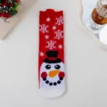 Cozy cotton Christmas socks featuring festive snowman and snowflake patterns for winter. - Color 002