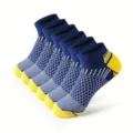 Men's athletic sports short socks with breathable honeycomb mesh and arch support. - One Size / Navy Blue