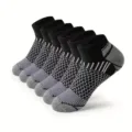 Men's athletic ankle socks with breathable honeycomb mesh design, perfect for running and outdoor sports. - One Size / Black and Gray