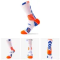 Professionelle Sportsocken, blau und orangefarbene Block-Trainingssocken für Damen und Herren. - Weiß, Orange & Blau