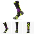 Elite Basketball Socken für Damen und Herren, trendige farbblockierte lange Kompressionssocken. - Schwarz, Grau & Grün