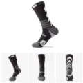 Schwarze und weiße Sportsocken mit atmungsaktivem Mesh für professionelles Basketball-Training. - Schwarz Grau Weiß