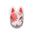 Resin Japanese kitsune mask detail shot, perfect for fridge magnet or phone case DIY material. - White Fox (Red Ears)