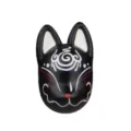 Resin Japanese fox mask charm, black kitsune accessory for fridge magnet or phone case DIY. - Without Magnet (for Phone Case Accessories) / Black Fox (White Ears)