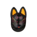 3D Japanese Kitsune Fox Mask Resin Fridge Magnet Phone Case DIY Decorative Accessory - Without Magnet (for Phone Case Accessories) / Black Fox (Yellow Ears)