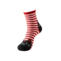 Niedliche rot-weiße gestreifte Socken mit schwarzem Katzen Gesicht Detail für Damen Alltag - Einheitsgröße / Rot
