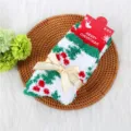 Christmas fuzzy socks coral fleece warm winter floor socks with cute bow and holiday gift tag - One Size / Bow with Bells and Christmas Trees