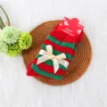 Thick coral fleece Christmas socks with red green stripes and chic bow for cozy winter days. - One Size / Bow with Green and Red Stripes