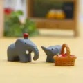 Süße Miniatur Elefanten Figuren und Obstkorb Set für DIY Mikro Landschaft Garten Sukkulenten. - Elefant 3-Teiliges Set