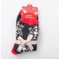 Thick Christmas coral fleece fuzzy socks for women with cute bow and snowflake pattern. - One Size / Black Snowflake